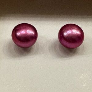 Honora Radiant Magenta Cultured Freshwater Pearl Stud Earrings